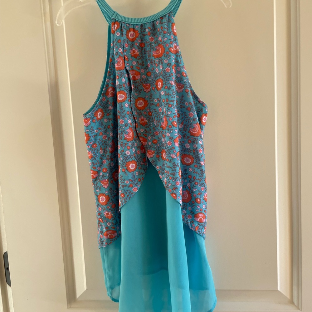 AND Kids Dress with Blue and Orange Floral Design